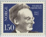 Mint NK 507 Vilhelm Bjerknes (1862-1951) 150 Øre Prussian blue,Brown black