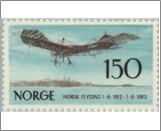 Mint NK 508 50th anniversary for the First Norwegian Flight 150 Øre Black brown,Green blue