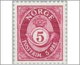 Mint NK 513 Posthorn 5 Øre Dark pink lilac