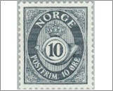 Used NK 514   Posthorn 10 Øre Blackish green grey