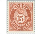 Mint NK 515 Posthorn 15 Øre Orange brown