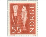 Used NK 523   Cod and Rye 55 Øre Orange brown