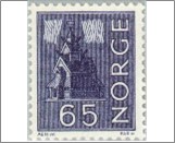 Used NK 526   Stavechurch and Northern Lights 65 Øre Blue violet