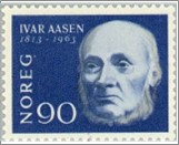 Mint NK 539 Ivar Aasen (1813-1896) Poet, Linguist Grey,Prussian blue 90 Øre