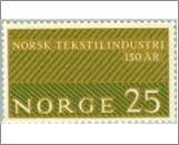 Mint NK 542 150th Anniversary of the Norwegian Textile Industry Yellow olive,Dark olive green 25 Øre