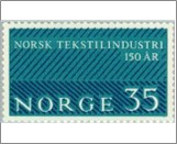 Mint NK 543 150th Anniversary of the Norwegian Textile Industry Prussian blue,Dark green blue 35 Øre