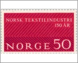 Mint NK 544 150th Anniversary of the Norwegian Textile Industry Blue violet,Red lilac 50 Øre