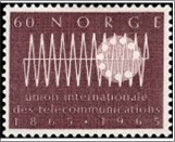 Mint NK 560 Centenary of the International Telecommunication Union (ITU) Dark carmine brown 60 Øre