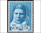 Mint NK 613 Cathinka Guldberg (first deaconess) Cobalt 50 Øre