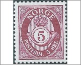 Mint NK 617 Posthorn Dark red lilac 5 Øre