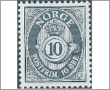 Used NK 618   Posthorn Black bluish green,Black green grey 10 Øre