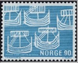 Mint NK 623 Norden- Viking ships Light blue 90 Øre