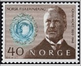Mint NK 628 Johan Hjort (1869-1948) fisheries scientist, marine zoologis Dark brown,Grey ultramarine 40 Øre