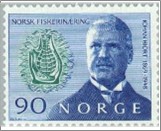 Mint NK 629 Johan Hjort (1869-1948) fisheries scientist, marine zoologis Blue,Dark blue green 90 Øre