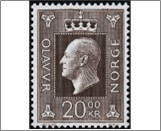 Used NK 631   King Olav V Grey brown 20 Krone
