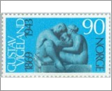 Mint NK 633 Family, Gustav Vigeland Black,Light blue 90 Øre