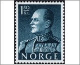 Used NK 637   King Olav V Dark grey blue 1.5 Krone