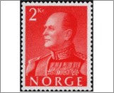 Used NK 638   King Olav V Red 2 Krone