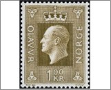 Used NK 641   King Olav V Brownish olive 1 Krone