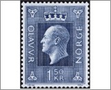 Used NK 642   King Olav V Blue 1.5 Krone