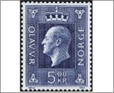 Used NK 644   King Olav V Blue violet 5 Krone