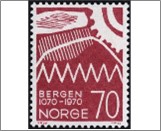 Used NK 656   "City between mountains" Lilac purple 70 Øre