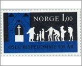 Used NK 675   Diocese of Oslo, 900th Anniversary Black,Violet blue 1 Krone