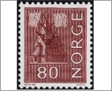 Used NK 680   Stavechurch and Northern Lights 80 Øre Carmine brown Carmine brown 80 Øre