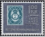 Used NK 685   100 Years of posthorn stamps Blue,Blue violet 1 Krone