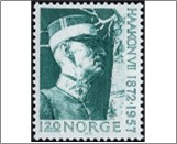Mint NK 692 King Haakon VII Dark green blue 1.2 Krone