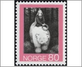 Used NK 702   "The Princess on the Bear" Black,Pink lilac 80 Øre