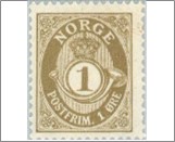 Used NK 96   Posthorn  1 Øre Olive grey