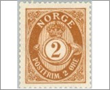 Used NK 97   Posthorn 2 Øre Yellow brown