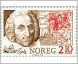 Used NK 1002   Hans Poulsen Egede (1686-1758) missionary Orange red,Dark violet brown 2.1 Krone