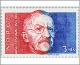 Used NK 1080   Arnulf Øverland (1889-1968) author Cobalt,Carmine red 25 Krone