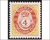 Used NK 1159   Posthorn 4 Krone Orange,Dark red