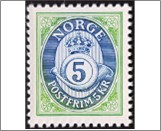 Used NK 1160   Posthorn 5 Krone Yellow green,Violet ultramarine