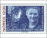 Used NK 1183   Betzy Alexandra Kjelsberg (1866-1950) politician 3.5 Krone Dark blue,Dark red brown