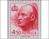 Used NK 1246   King Harald V 4.5 Krone Lilac red