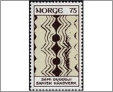 Mint NK 716 Lapp handicraft Yellow,Dark lilac brown 75 Øre