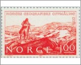 Used NK 722   Geographical Survey Orange red 1 Krone