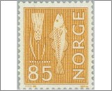 Used NK 725   Cod and Rye 85 Øre Brown ochre Brown ochre 85 Øre