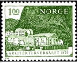 Used NK 748   Nusfjord Fishing Harbor Dark yellow green 1 Krone