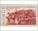 Used NK 755   Colonist Family in front of Their Huts Dark brown red 1.25 Krone