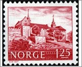 Used NK 787   Akershus Castle and Fortress Lilac red 1.25 Krone