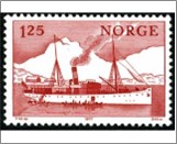 Used NK 796   Steamer "Vesteraalen" at Bodo harbor entrance (1893) Dark red 1.25 Krone
