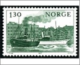 Used NK 797   Steamers "Kong Haakon" & "Dronningen" in Stavanger harbor (1 Dark green 1.3 Krone