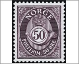 Used NK 807   Posthorn Dark violet 50 Øre