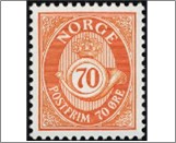 Used NK 809   Posthorn Red orange 70 Øre