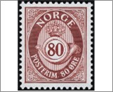 Used NK 810   Posthorn Dark brown carmine 80 Øre